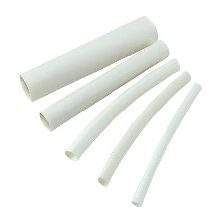 Ecm Industries Heat Shrink Tube, Thin Wall, 2:1 I.D. Shrink Ratio, 1/2 in I.D. Before Shrinking, White, 4 in HST-500W